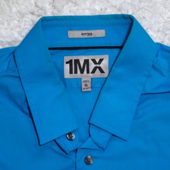Express Fitted Button Dress Shirt Sky Blue Men's Size XL - Picture 2 of 4